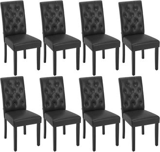Woltu Woltu 8 Sillas De Comedor De Piel Sint&eacute;tica Con Patas De Madera, Dise&ntilde;o Moderno, Negro