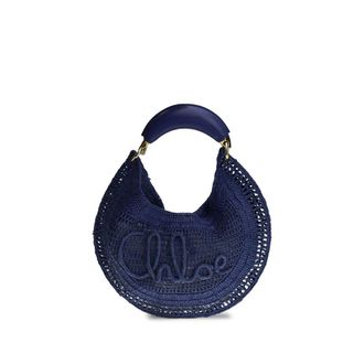 Chlo&eacute; Blue Raffia Shoulder Womens Bag