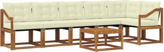 vidaXL Conjunto De Sof&aacute;s De Exterior 7 Uds. Natural Y Crema Vidaxl