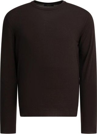 Zanone Z0290N1158 Ronde hals knitwear - Heren - Ronde hals truien - Bruin - 2XL - Truien & Vesten