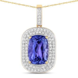 Diana M. Jewels Tanzanite ( AA+ ) Cushion 10.58x7.47mm ( C to C: 11mm ) ( Height: 5.30mm ) - 1Pc + White Diamond F/C Round 1mm( I1-I2/I color ) - 75Pcs ( J Back ) ( W