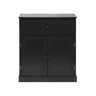 Mobili Rebecca Mueble de almacenaje con 1 cajon y 2 puertas en aglomerado negro
