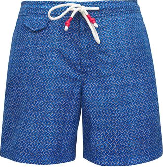 Orlebar Brown drawstring printed swim shorts - men - Polyester - 36 - Blue