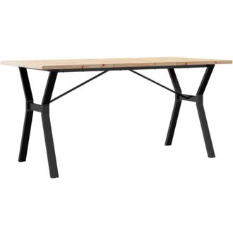 vidaXL Vidaxl - Mesa De Comedor Marco Y Madera Maciza Pino Acero 160x80x75,5 Cm
