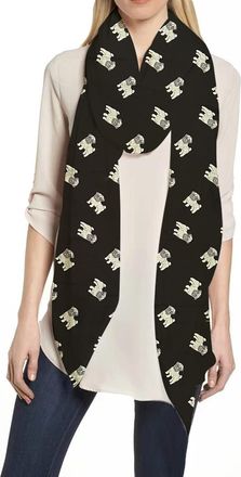 Lina & Lily Pug Dog Print Womens Scarf Oversized (Black and White)