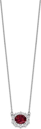 Diamond2Deal 14k White Gold 1 Ct Lab Grown Diamond and Created Ruby Pendant Necklace