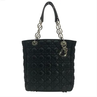 Dior Black Leather Handbag Tote Bag (Pre-Owned)