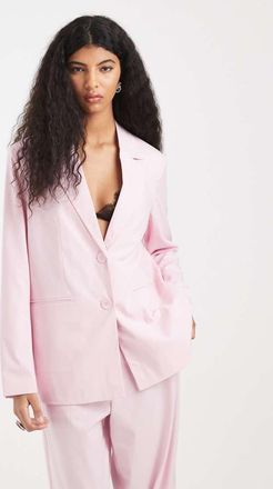 Pieces Blazer oversize sartoriale rosa in coordinato