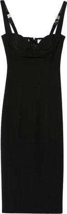 Elisabetta Franchi Jurk van technische stof - Dames - Casual kleedjes - Zwart - S - Satijn - Kleedjes