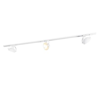 QAZQA Moderno Sistema De Riel Monof&aacute;sico Con 3 Focos Blancos Ajustables - Magnax Acero Alargada Adecuado Para Led Max. 3 X 40 Watt - Qazqa