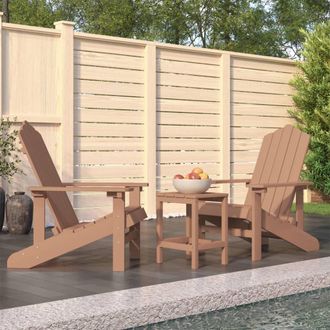 vidaXL Sillas De Jard&iacute;n Adirondack Con Mesa Hdpe Marr&oacute;n Vidaxl