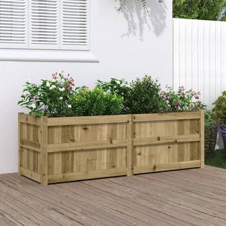 Berkfield Home Garden Planter 150x50x50 cm Impregnated Wood Pine in Brown | Size: 150 x 50 x 50 cm