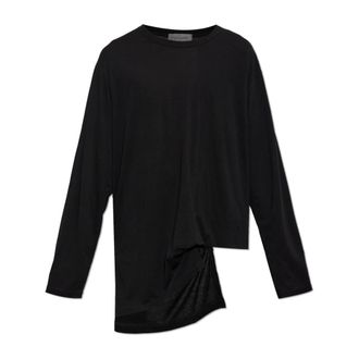 Yohji Yamamoto Tops, Heren, Zwart, L, Katoen, Lange mouwen T-shirt