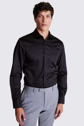 Moss Tailored Fit Black Sateen Shirt