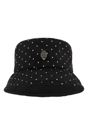 Kurt Geiger Studded Reversible Nylon Bucket Hat in Black at Nordstrom