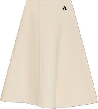 Moncler Wollen Midi Rok - Dames - Midirokken - Beige - 2XS - Wol - Rokken