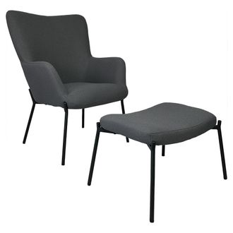 Happy Garden Sill&oacute;n de tela bouclette gris con reposapi&eacute;s