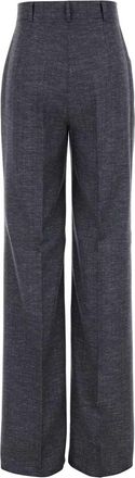 MM Studio Womens Melange Blue Wool Blend Eziana Pant Blu Pantaloni Trousers
