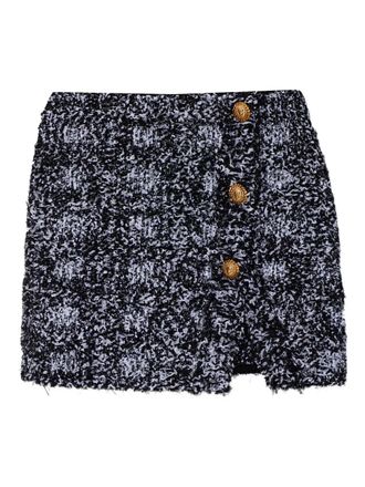 Balmain button frayed mini skirt - Zwart