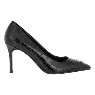 Philipp Plein Schoenen, Dames, Zwart, 37 EU, Leer, Decollete Mid Heels Hexagon