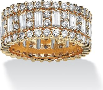 Palm Beach Jewelry 4.80 TCW Emerald-Cut Cubic Zirconia Yellow Gold-Plated Eternity Ring