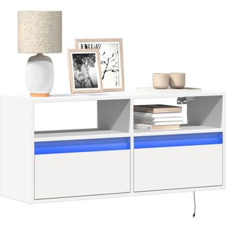 vidaXL vidaXL Mobile TV a Parete con Luci LED Bianco 100x31x45 cm