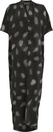 Cortana Lady bug- zijden mint print jurk- - Dames - Maxi kleedjes - Zwart - 2XS - Kleedjes