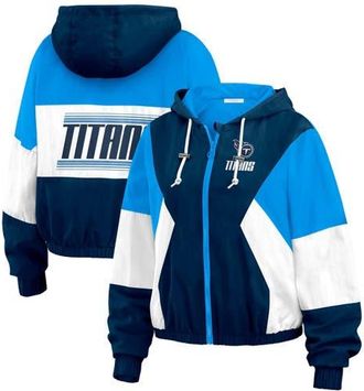 WEAR by Erin Andrews Womens WEAR by Erin Andrews Light Blue Tennessee Titans Color Block Full-Zip Windbreaker Jacket at Nordstrom, Size Xx-Large