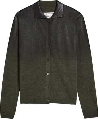 Maison Margiela Coated Wool-blend Cardigan - Dark Green - S (UK8-10 / S)