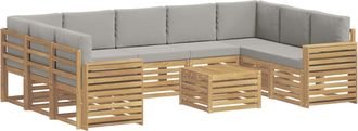 vidaXL Conjunto De Sof&aacute;s De Exterior 10 Uds. Blanco Y Gris Claro Vidaxl