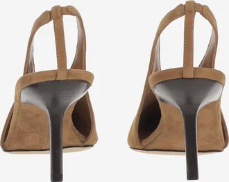 ARMARIUM Womens Suede Slingback With Square Toe Brown Leather Shoe