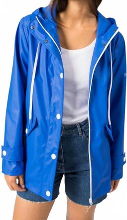 Saint James Waterproof Raincoat With Hood In Royal Blue