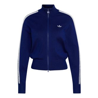 adidas (WMNS) adidas Knitted Firebird Track Top Asia Sizing Dark Blue White KW2588
