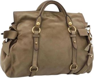 Miu Miu Pre-owned Hand Bag - Dames - Vintage Handtas - Beige - ONE Size - Su&egrave;de - Vintage