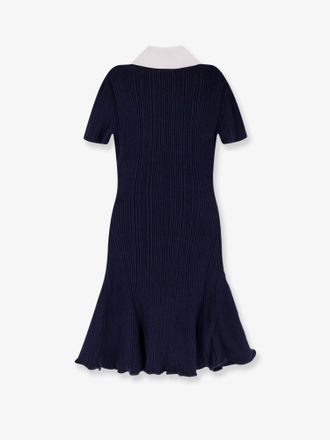 Self Portrait Womens Mini Ribbed Dress Blue Polyamide