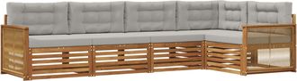 vidaXL Conjunto De Sof&aacute;s De Exterior 5 Uds. Natural Y Gris Claro Vidaxl