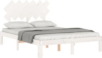 vidaXL Estructura Cama De Matrimonio Con Cabecero Madera Maciza Blanco Vidaxl