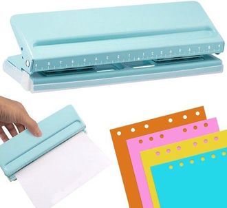 OEM Perforadora Ajustable 6 Agujeros, Tama&ntilde;os A5, A6 A7, Marcas Posicionamiento Espaciado Ajustable Agenda Diaria, Agenda Personal Planificador, Azul