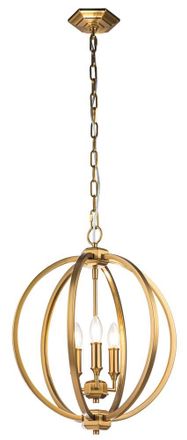 Feiss Lampadario Classico Corinne Acciaio Ottone Brunito 3 Luci E14 D43,2cm