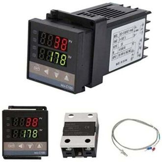 OEM Controlador De Temperatura Pid Rex-c100, Kit De Termostato Digital Ac110v-240v, 0&deg;1300&deg;, Regulador De Temperatura Digital Led Con Alarma -crezuo