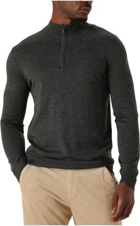 Stefano Lauran Groene Gebreide Half Zip Trui - Heren - Coltruien - Groen - S - Wol - Truien & Vesten