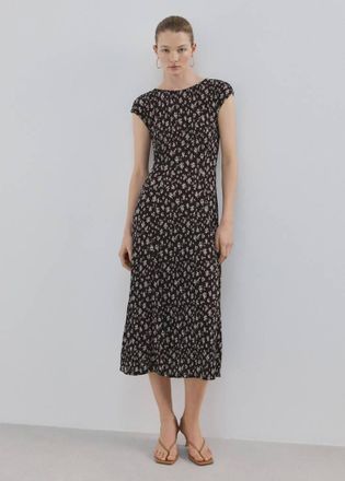 Mango Vestito midi stampa floreale marrone - Donna - XXS - MANGO