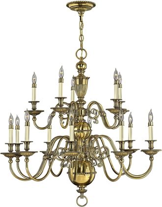 Netlighting Cambridge 15 Light Candle Chandelier Burnished Brass