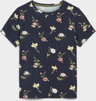 Contemporaine Womens Patterned ultra-flowy crew-neck T-shirt