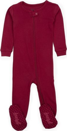 Leveret Footed Solid Cotton Matching Family Pajamas in Maroon at Nordstrom, Size 12-18M