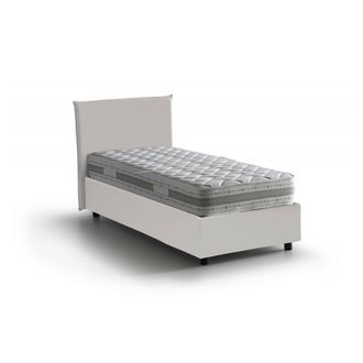 Dmora Talamo Italia - Cama Individual Cinzia, Cama Contenedor Con Tapizado En Ecopiel, 100% Made In Italy, Apertura Frontal, Con Colch&oacute;n Cm 90x200 Incluido,