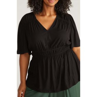 Universal Standard Liquid Jersey Peplum Top in Black at Nordstrom, Size Xxx-Large