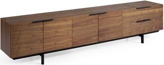 Pondecor Interiorismo M&oacute;dulo de TV Ceres patas metal negro mate y mueble MDF chapado nogal