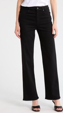 Paige Stevie High Waist Straight Leg Jeans in Black Shadow at Nordstrom, Size 27