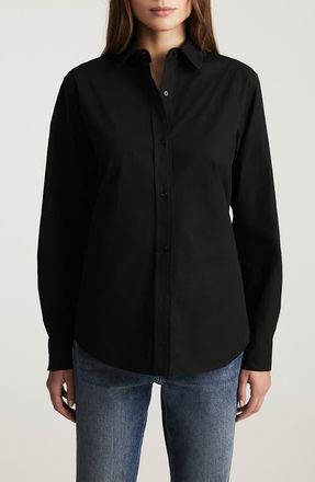Mavi Long Sleeve Cotton Button-Up Shirt in Black at Nordstrom, Size Medium